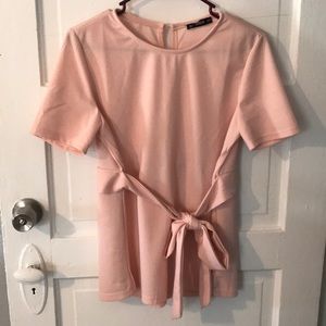 Pink Top with Bow Tied Across Front